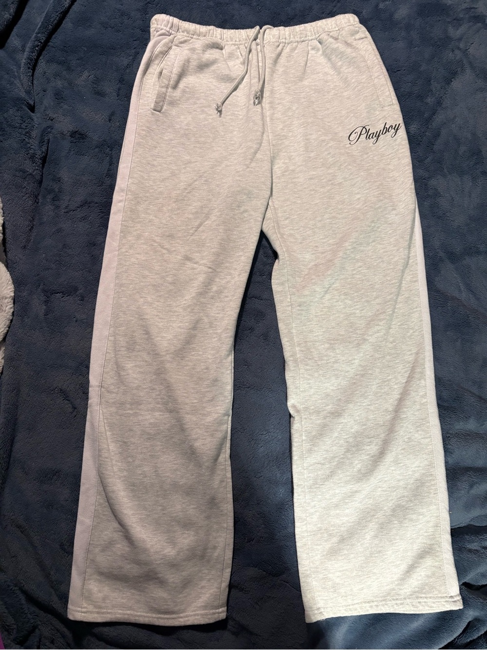 PLAYBOY Heather Gray Sweatpants with White Side Stripe